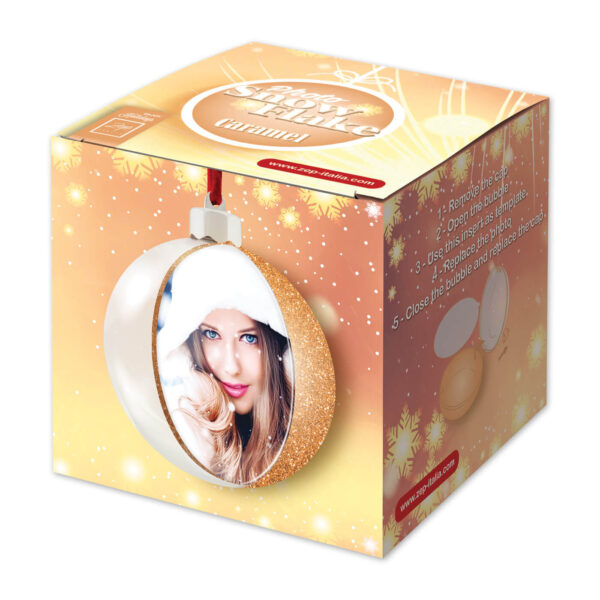 Palla di Natale Photo Snow Flake Caramel Glitter